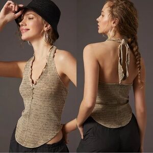 Anthropologie Pilcro Henley Halter Top- Medium